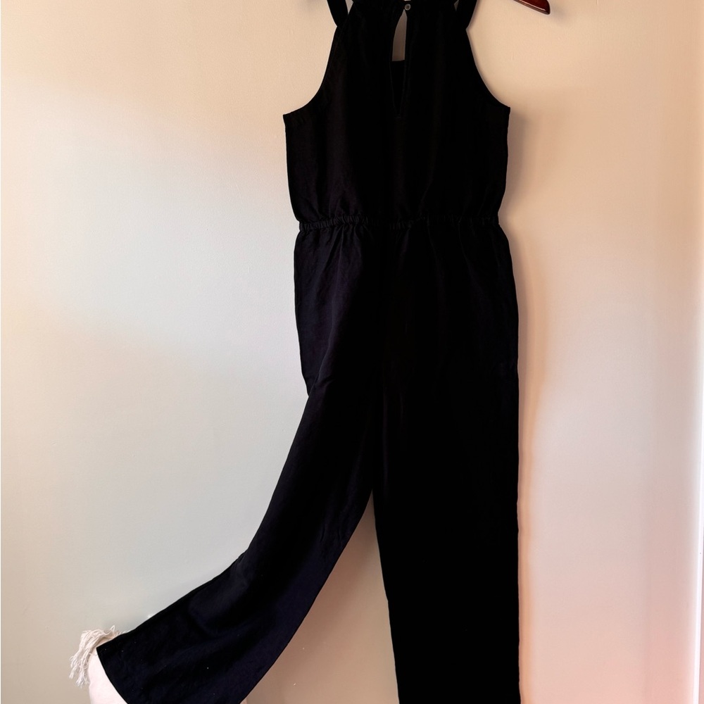 LOFT Black Sleeveless Jumpsuit with High Neckline
